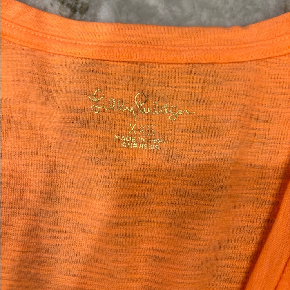 Lilly Pulitzer orange v-neck shirt size XXS - Picture 3 of 7
